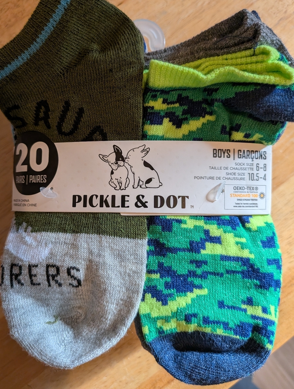 Pickle & Dot Boys' 20-Pack Casual Socks - Green Multi